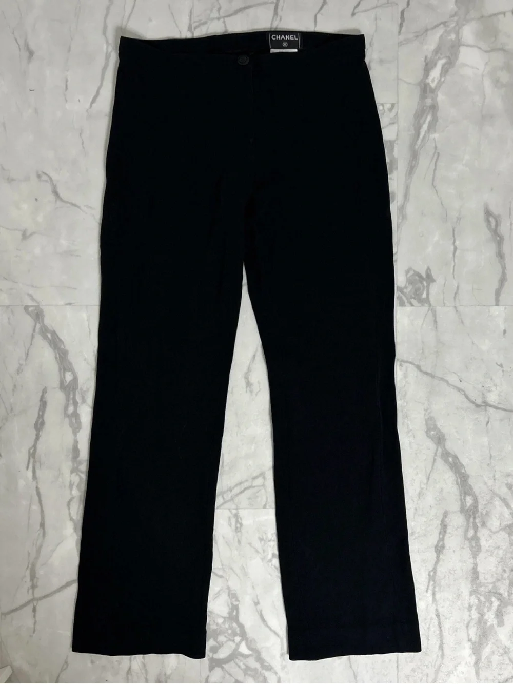 Chanel 100% Silk Black Straight Leg Pants Size IT 38
